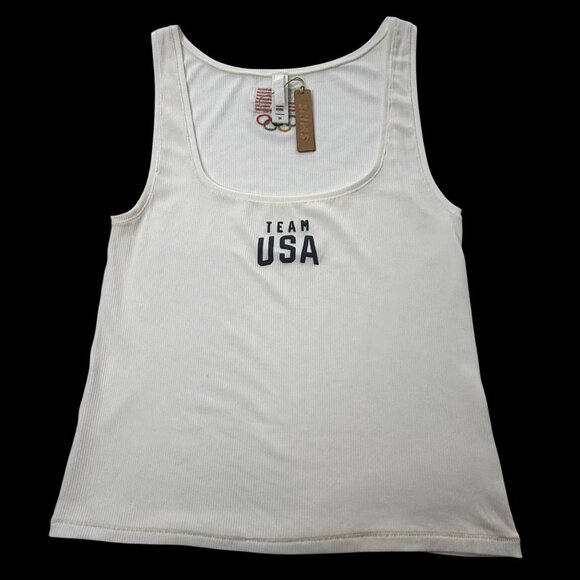 SKIMS Soft‎ Lounge Tank + Boxer Short Set Team USA White 2X/XL - Picture 3 of 15